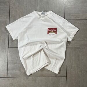 Union Made Capitalism Is Voluntary Parody Graphic Tee White 21x27 Mens L